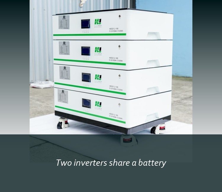 Two inverters share a battery